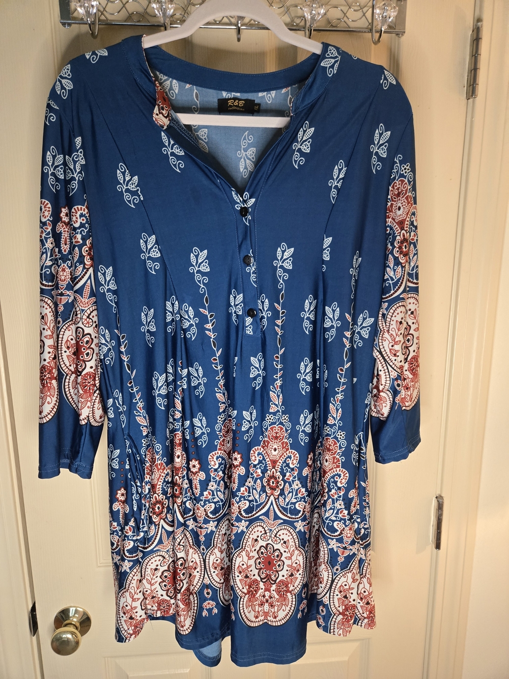 Boho Blue Printed Tunic Top